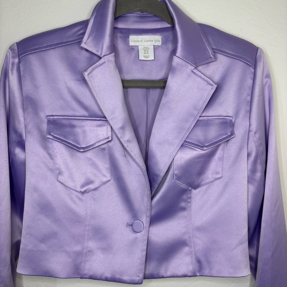 House of Harlow 1960 Gianna Cropped Satin Blazer in lilac - Picture 6 of 10